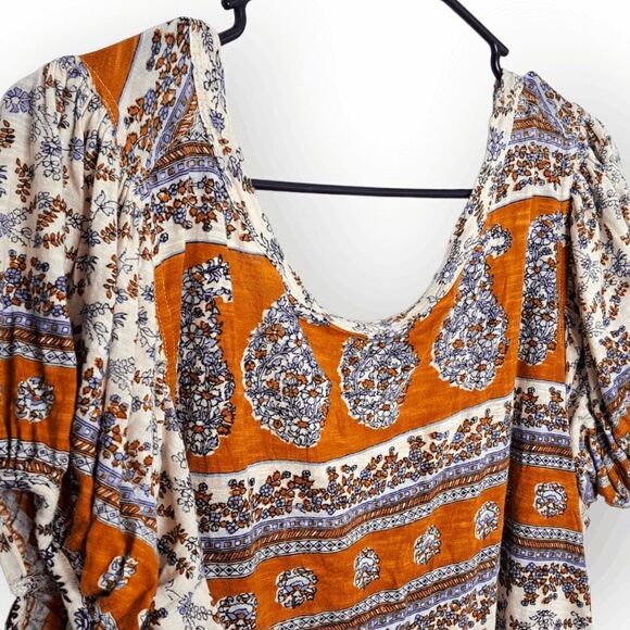Free People Paisley and Floral Top in Ivory Combo size Large - Picture 5 of 9